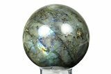 Flashy, Polished Labradorite Sphere - Great Color Play #292089-1